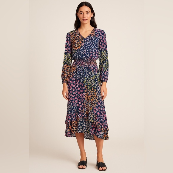 👗 Nanette Lepore Asymmetrical Dress - Navy Blue Floral (Size US 2, UK 6) 🌸 - Picture 13 of 13